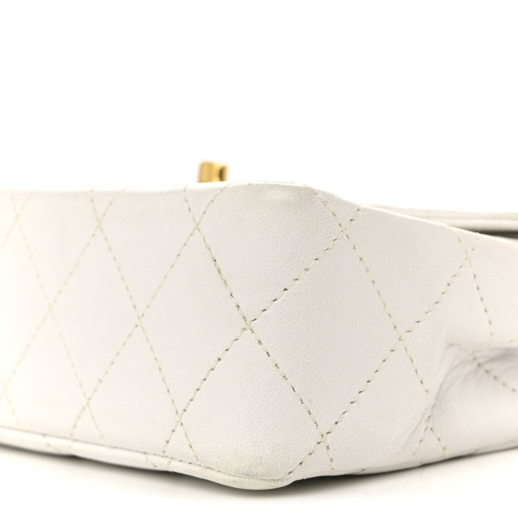 Lambskin Quilted Small Flap White