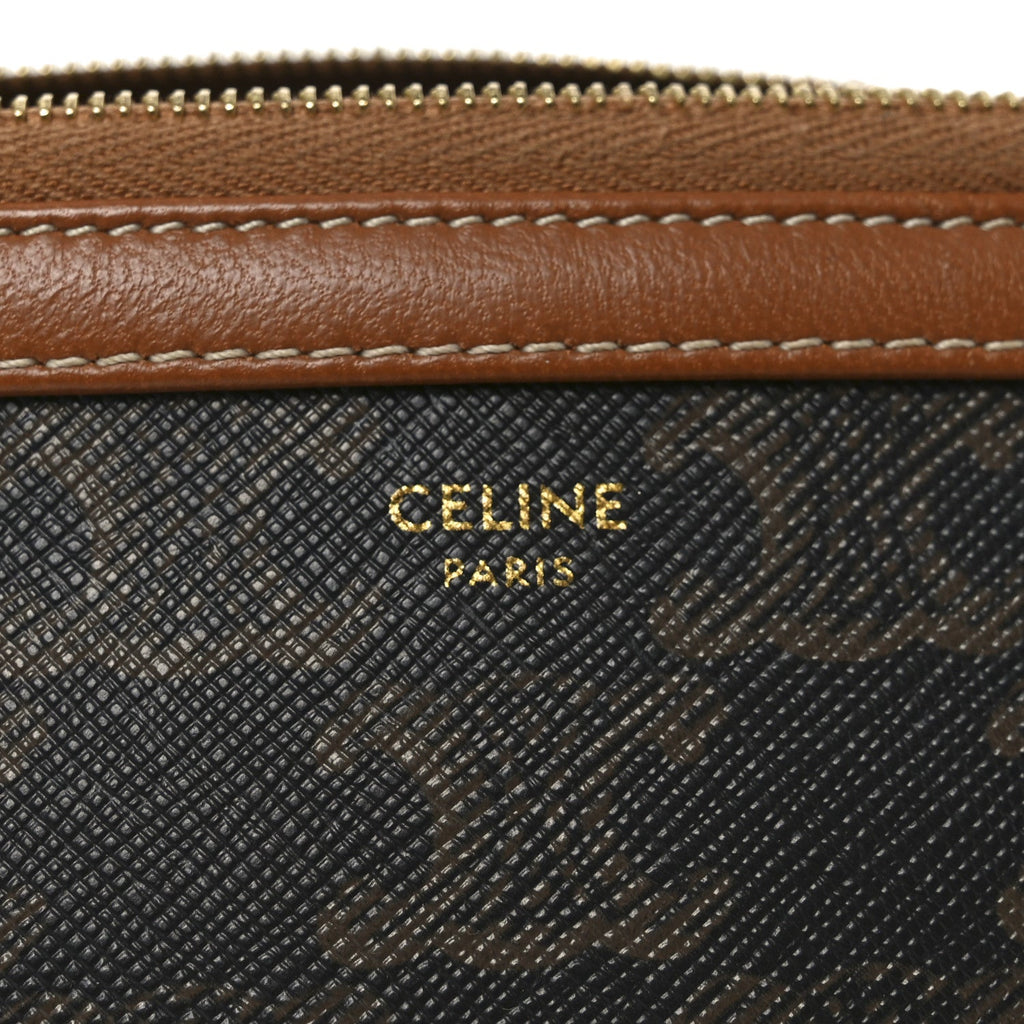 Triomphe Canvas Lambskin Clutch On Chain Tan