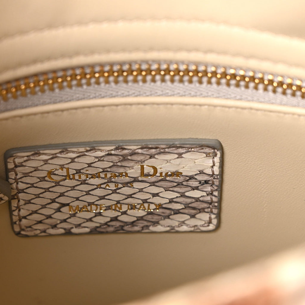 Snakeskin Mini Lady Dior Beige Gold