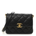 Shiny Caviar Quilted Mini Flap Black