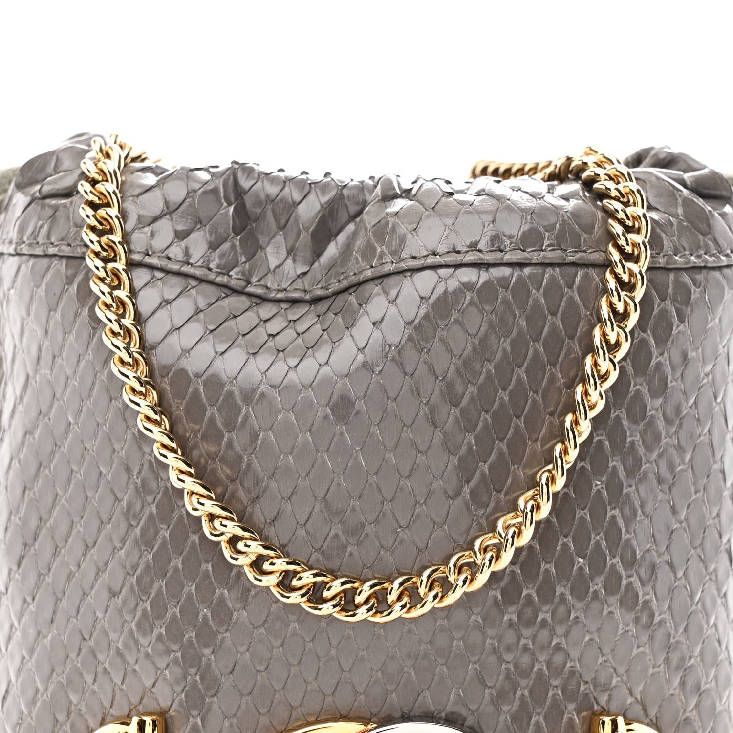 Snakeskin Mini Zumi Bucket Bag Dusty Grey