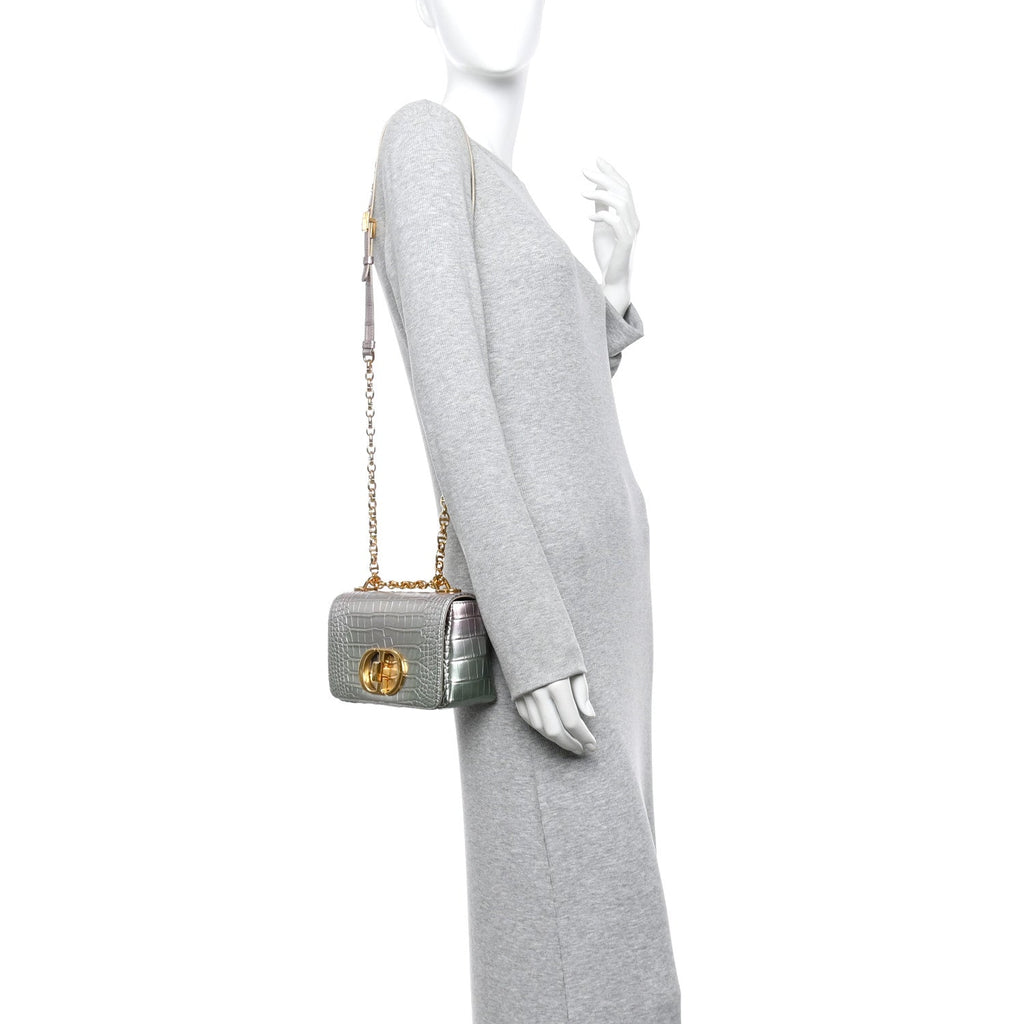 Metallic Alligator Small Caro Bag Multicolor
