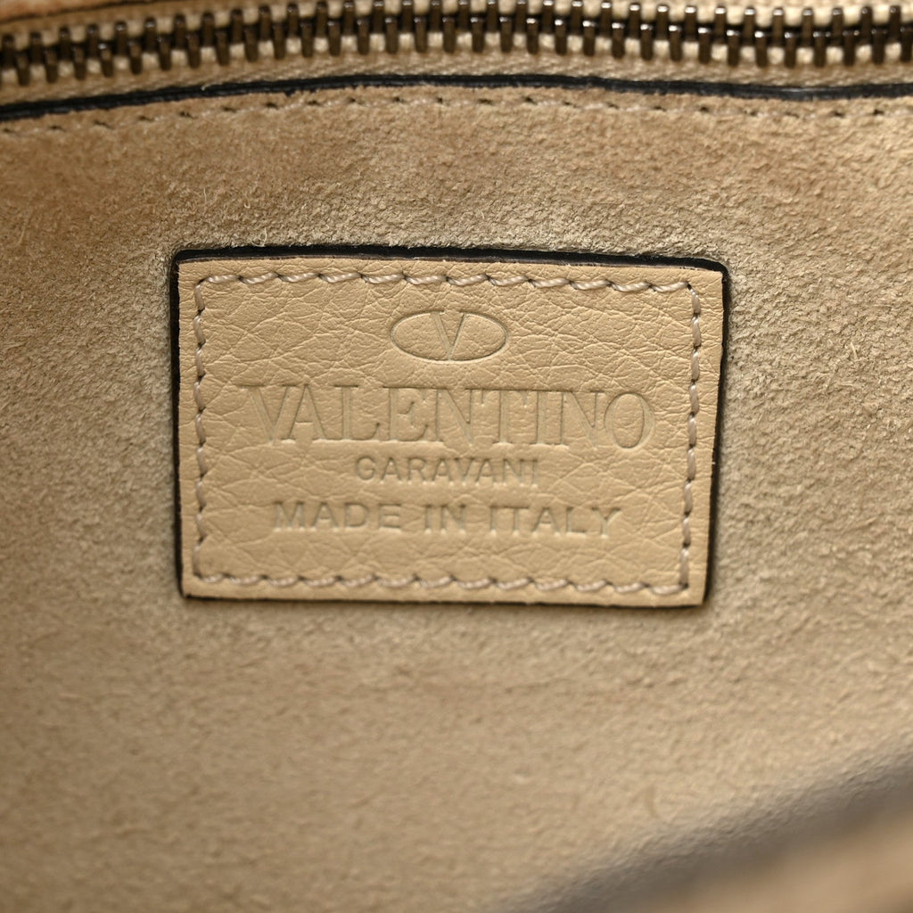 Grained Calfskin Rockstud Bucket Bag Ivory