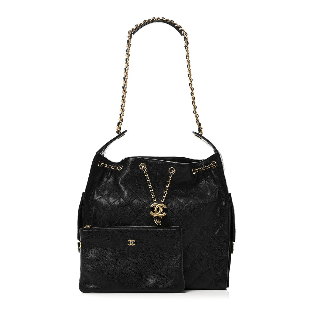 Caviar Quilted Medium Chanel 25 Handbag Black