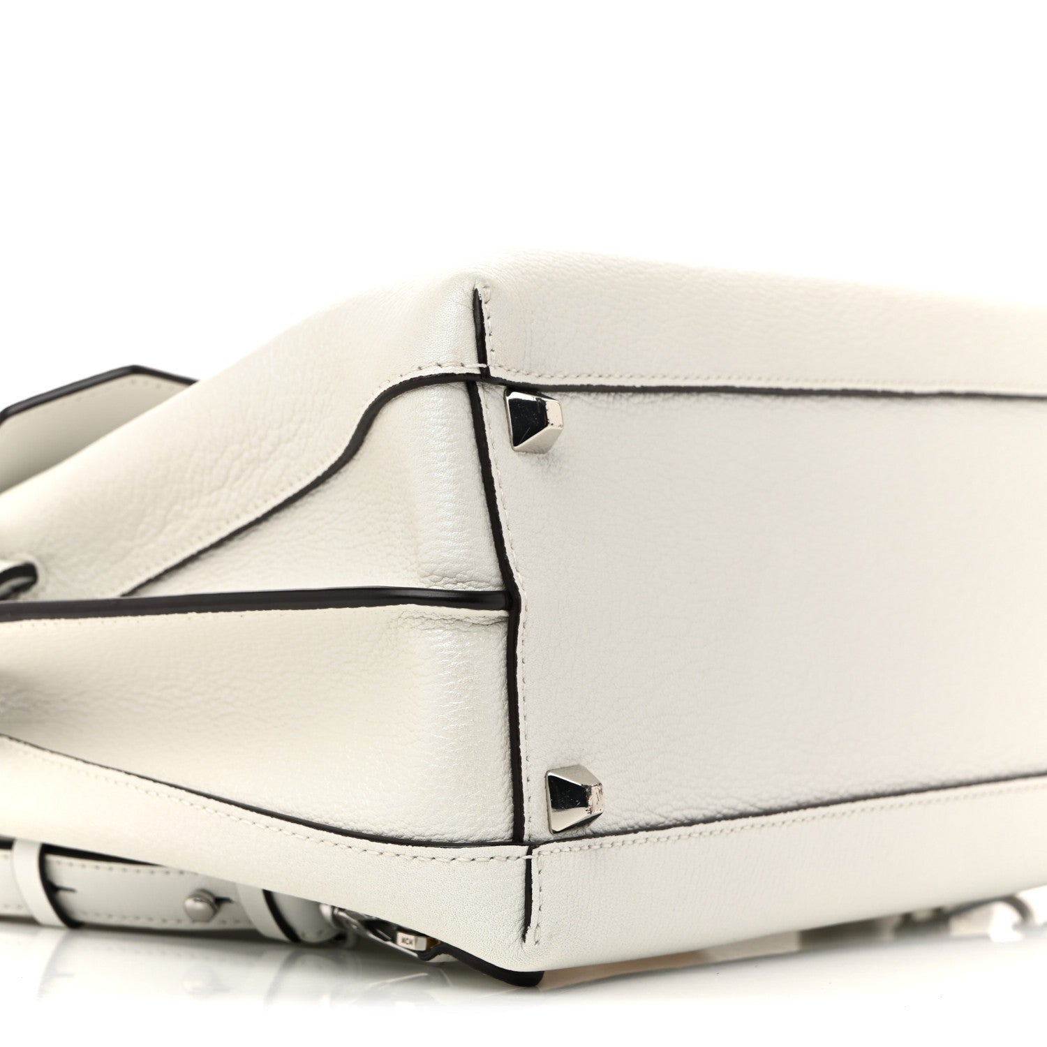Grained Calfskin Medium Milla Convertible Backpack White Flake