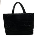 Silktech Canvas Wide Puffer Tote Black