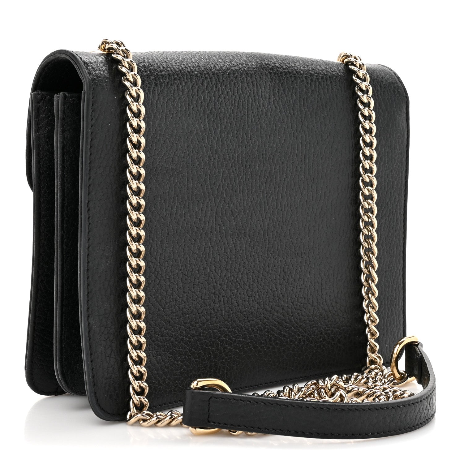 Dollar Calfskin Small Interlocking G Shoulder Bag Black
