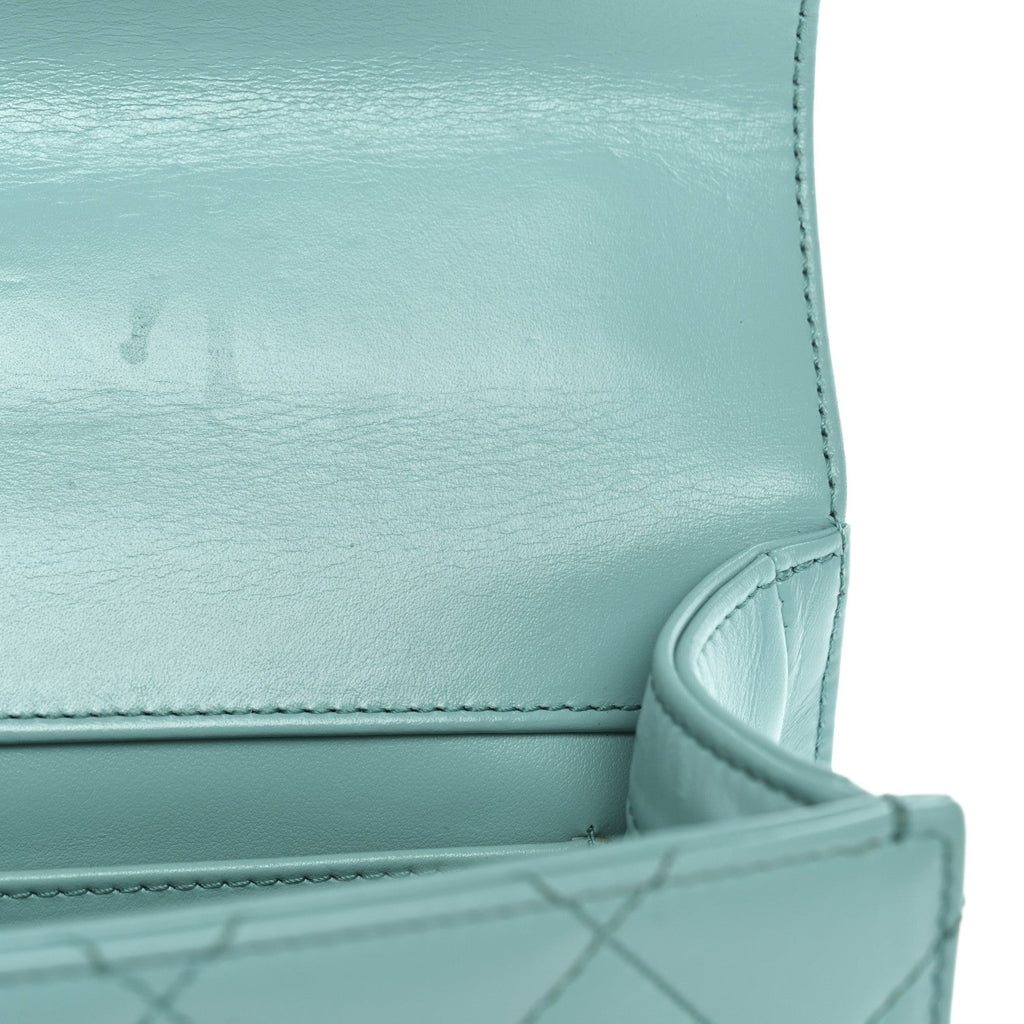 Calfskin Quilted Mini Perfect Fit Flap Turquoise