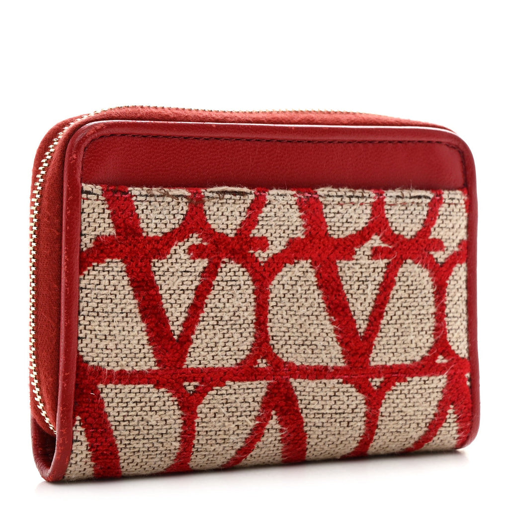 Toile Iconographe Zip Wallet Naturale Rosso Valentino