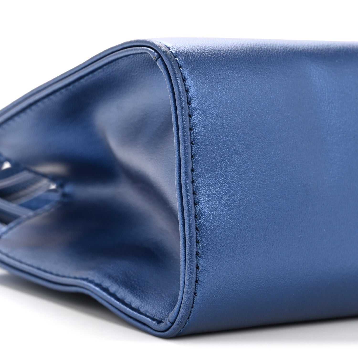 Metallic Vegan Leather Small Shopping Bag Cobalt