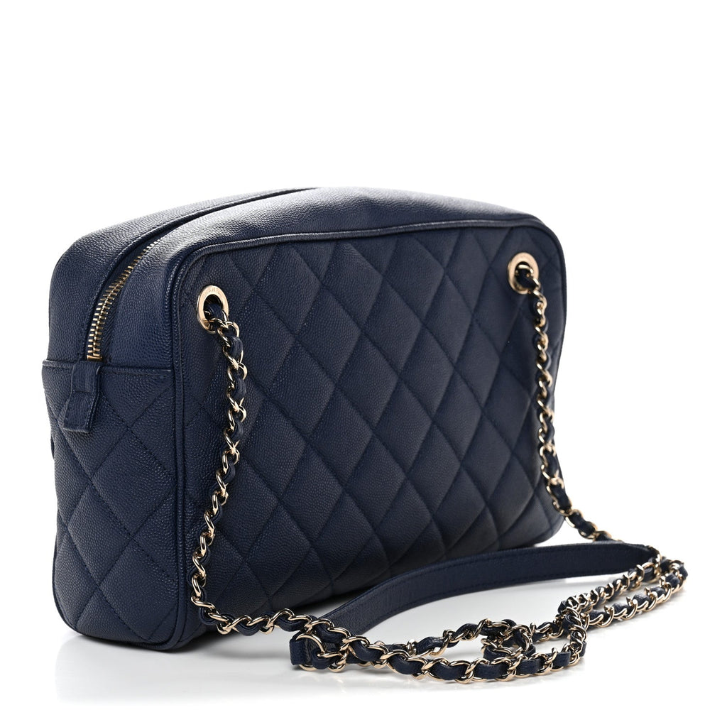 Caviar Quilted Large In & Out Camera Case Navy