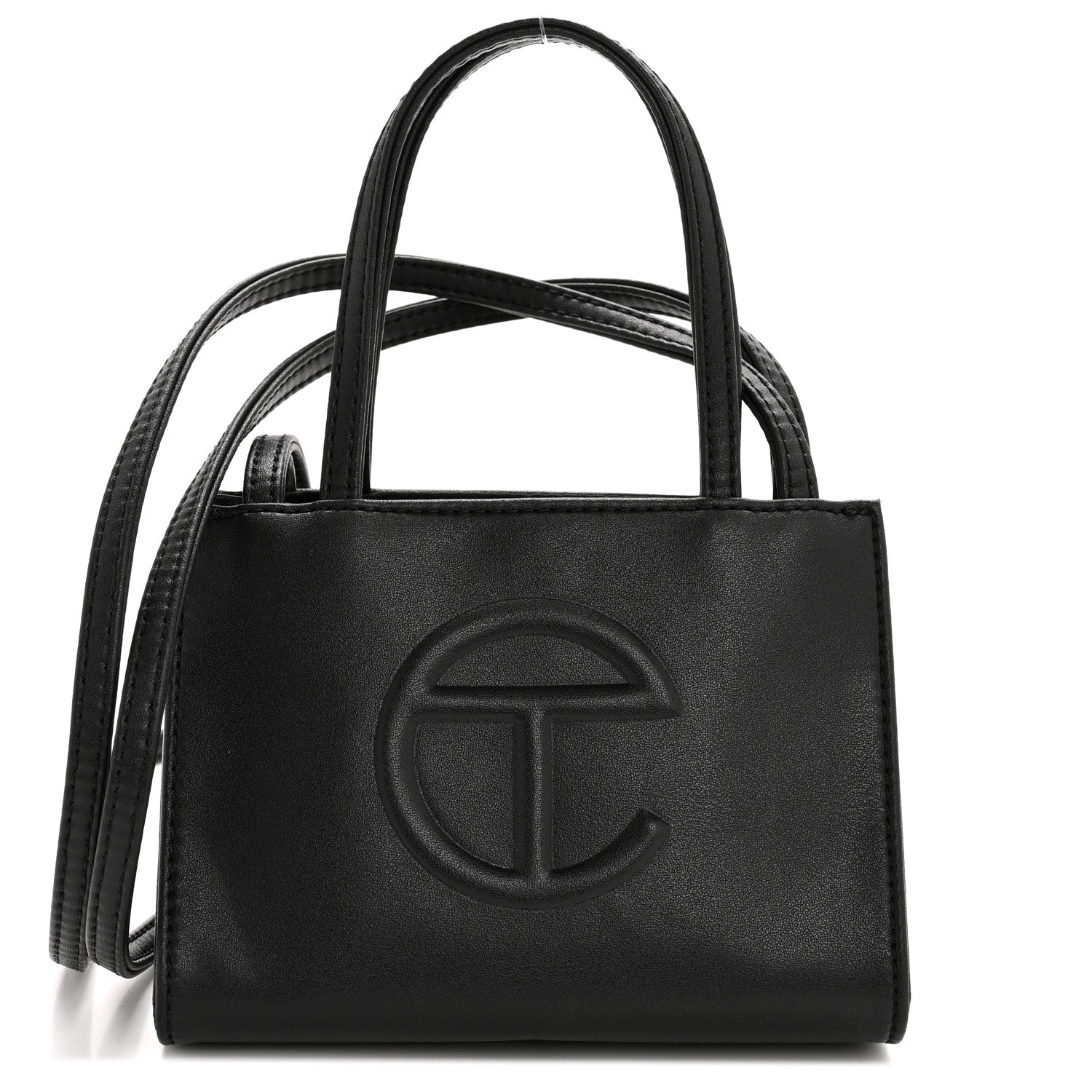 Vegan Leather Small Shopping Bag Black