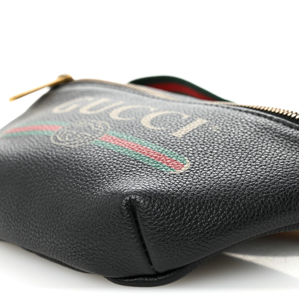 Grained Calfskin Small Logo Belt Bag Black