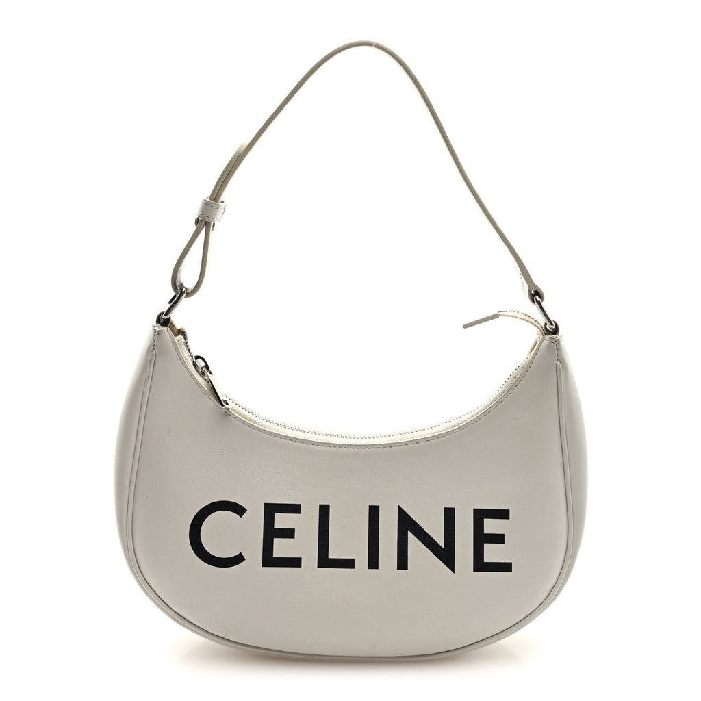Smooth Calfskin Ava Logo Shoulder Bag White