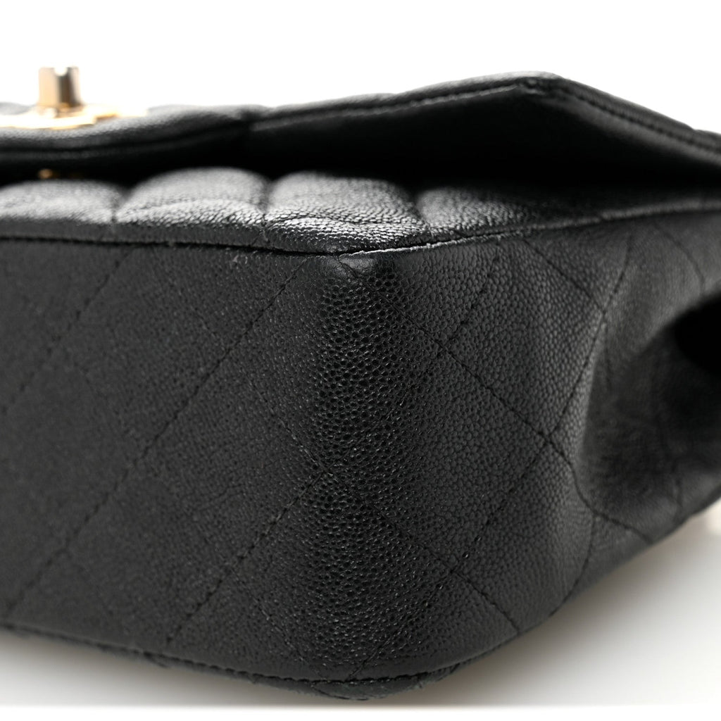 Caviar Quilted Mini Top Handle Rectangular Flap Black