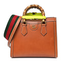 Calfskin Web Small Diana Tote Bag Cuir Yellow Fluo