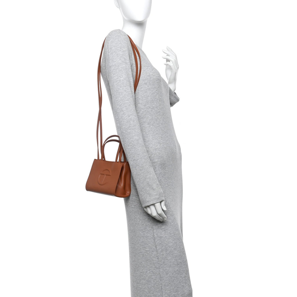 Vegan Leather Small Shopping Bag Tan