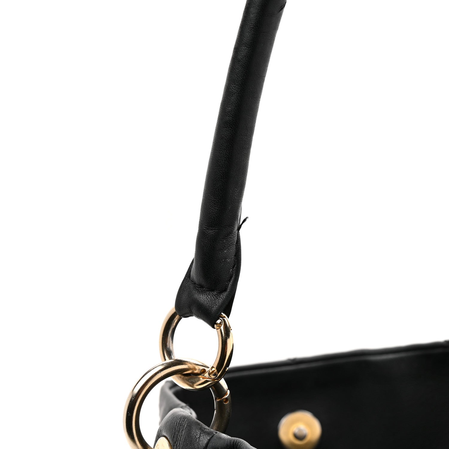 Calfskin Stitched Hobo Black