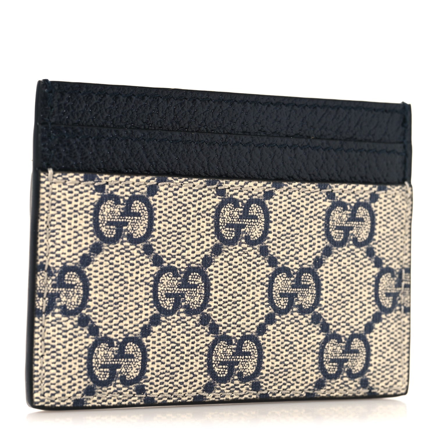 GG Supreme Monogram Textured Dollar Calfskin Web Ophidia  Holder Beige Blue
