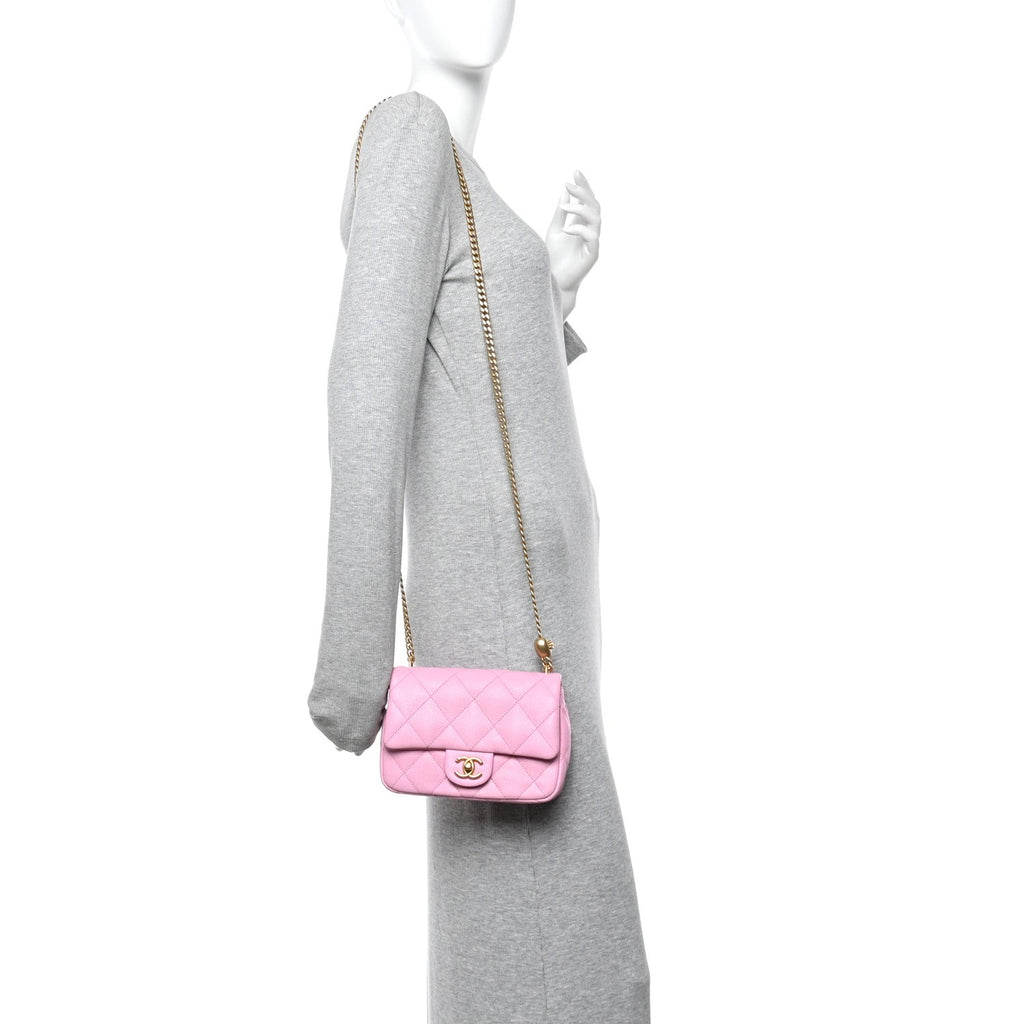 Caviar Quilted Mini Sweetheart Flap Lilac