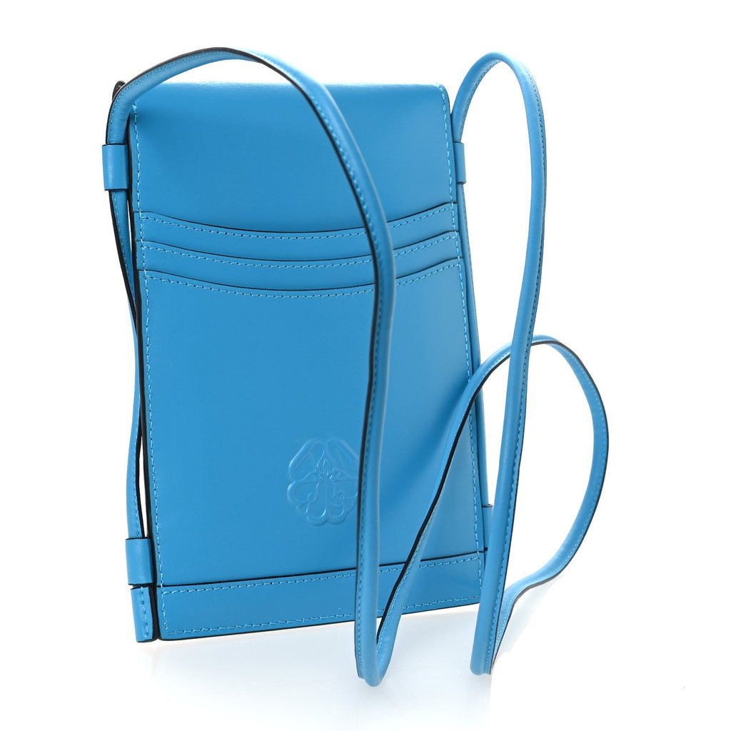 Calfskin The Curve Micro Crossbody Pouch Bag Blue
