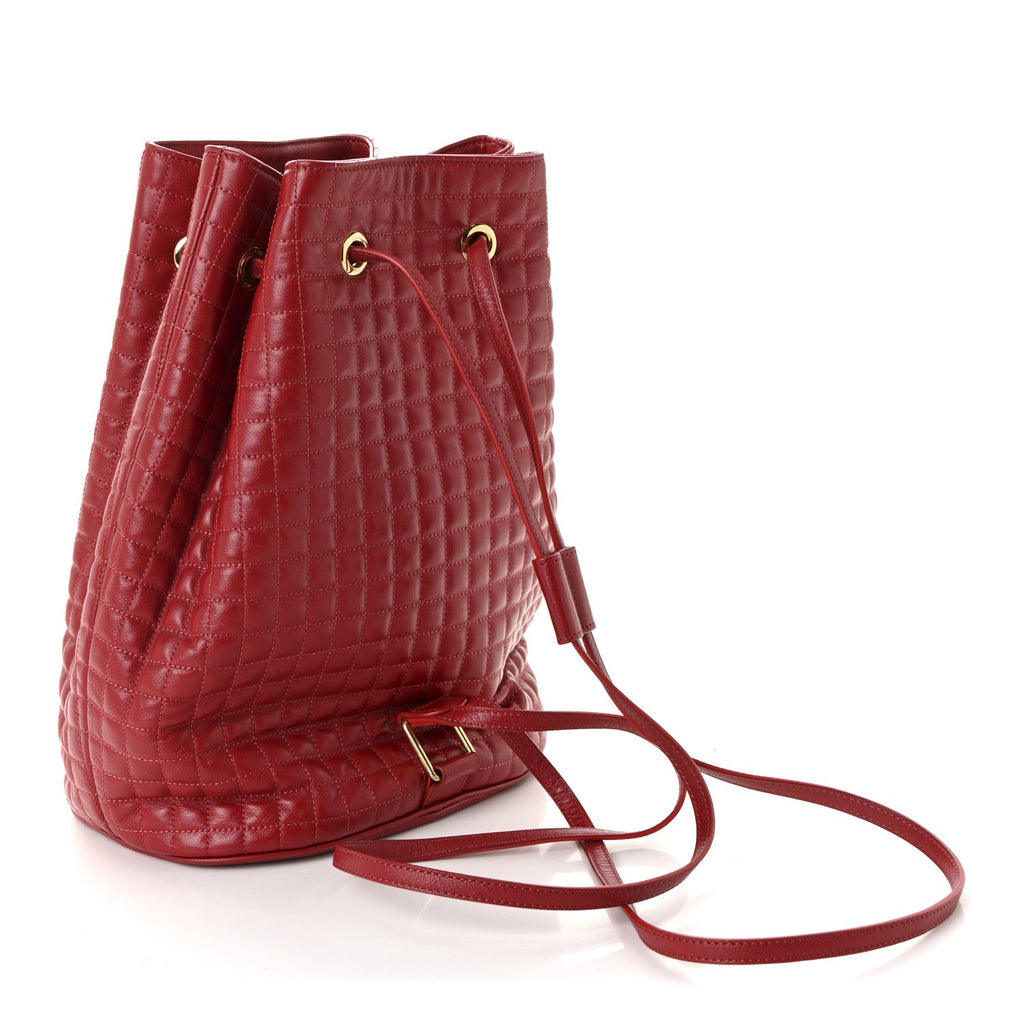 Calfskin Quilted Small C Backpack Red