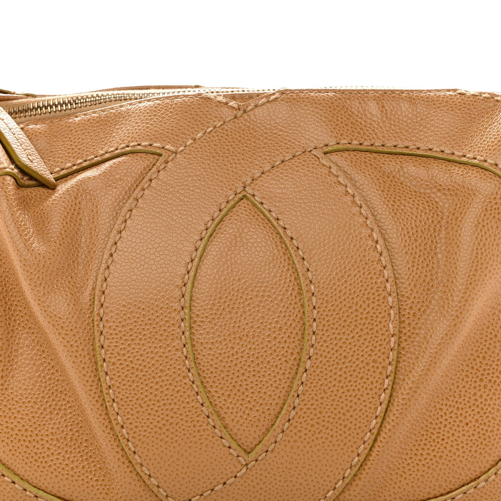 Caviar CC Stitched Shoulder Bag Beige