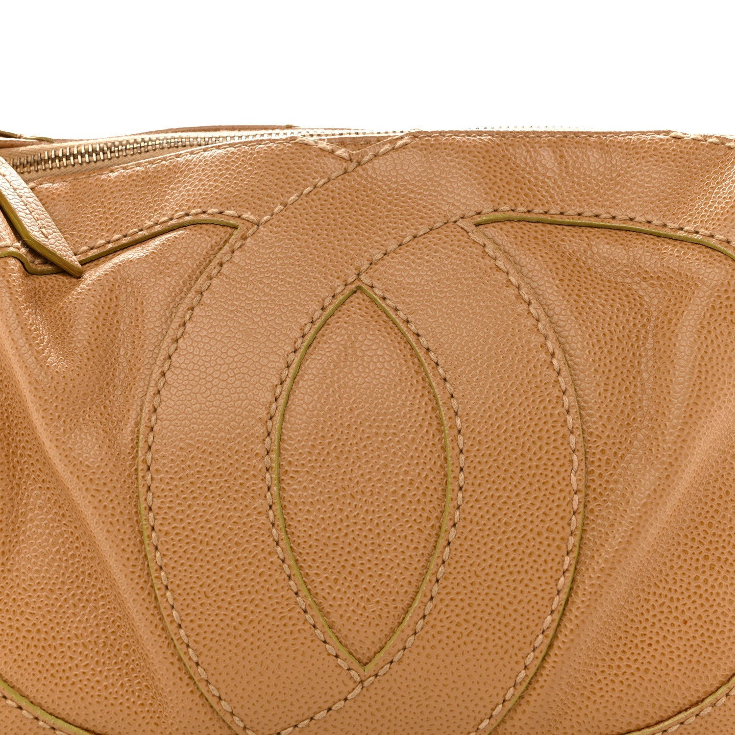 Caviar CC Stitched Shoulder Bag Beige