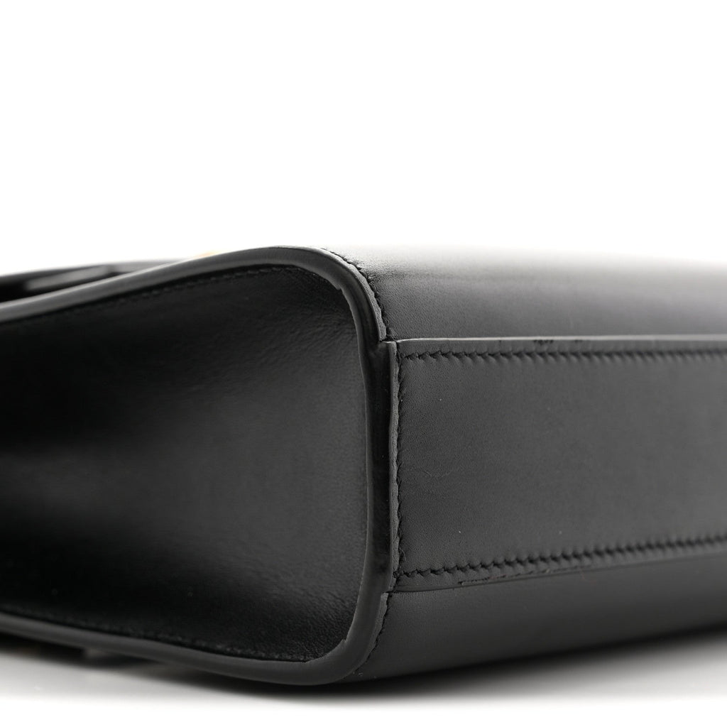 Smooth Calfskin Small Manhattan Shoulder Bag Black