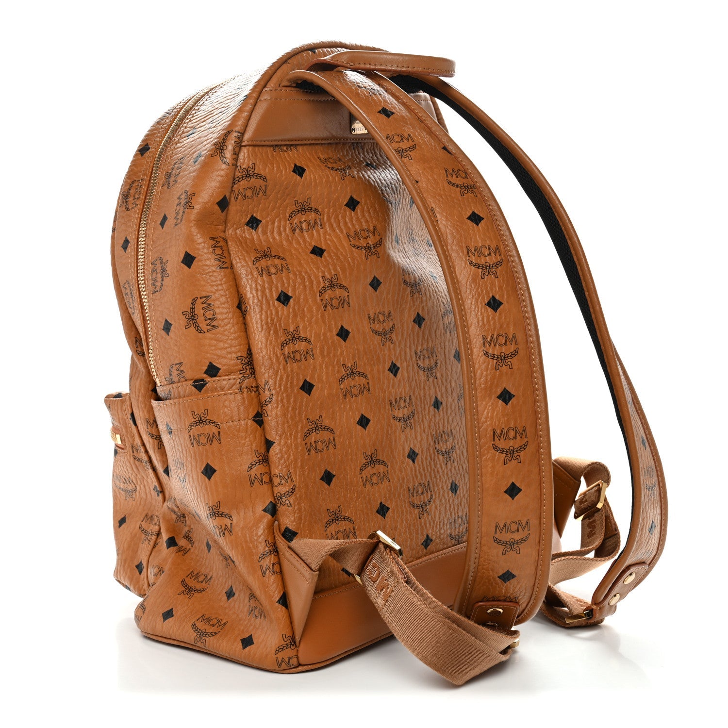Visetos Medium Stark Logo Stripe Backpack Cognac Red