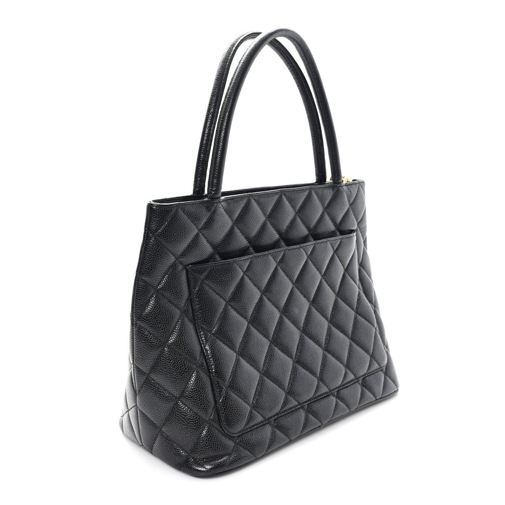 Caviar Quilted Medallion Tote Black