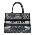 Canvas Embroidered Medium Around The World Book Tote Blue
