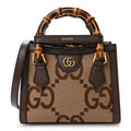 Monogram Jumbo GG Textured Dollar Calfskin Mini Diana Tote Bag Camel Ebony New Acero