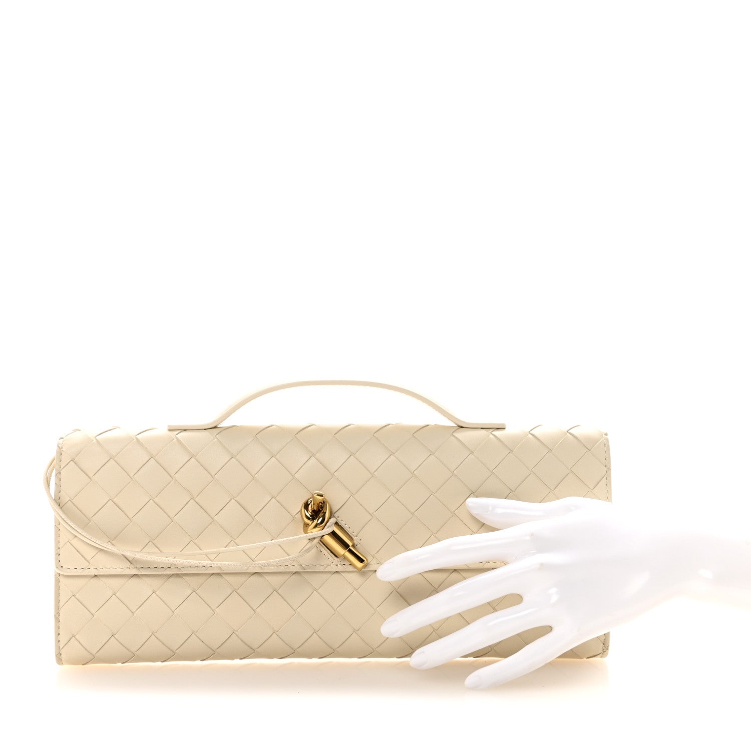 Nappa Intrecciato Long Andiamo Top Handle Clutch Sea Salt