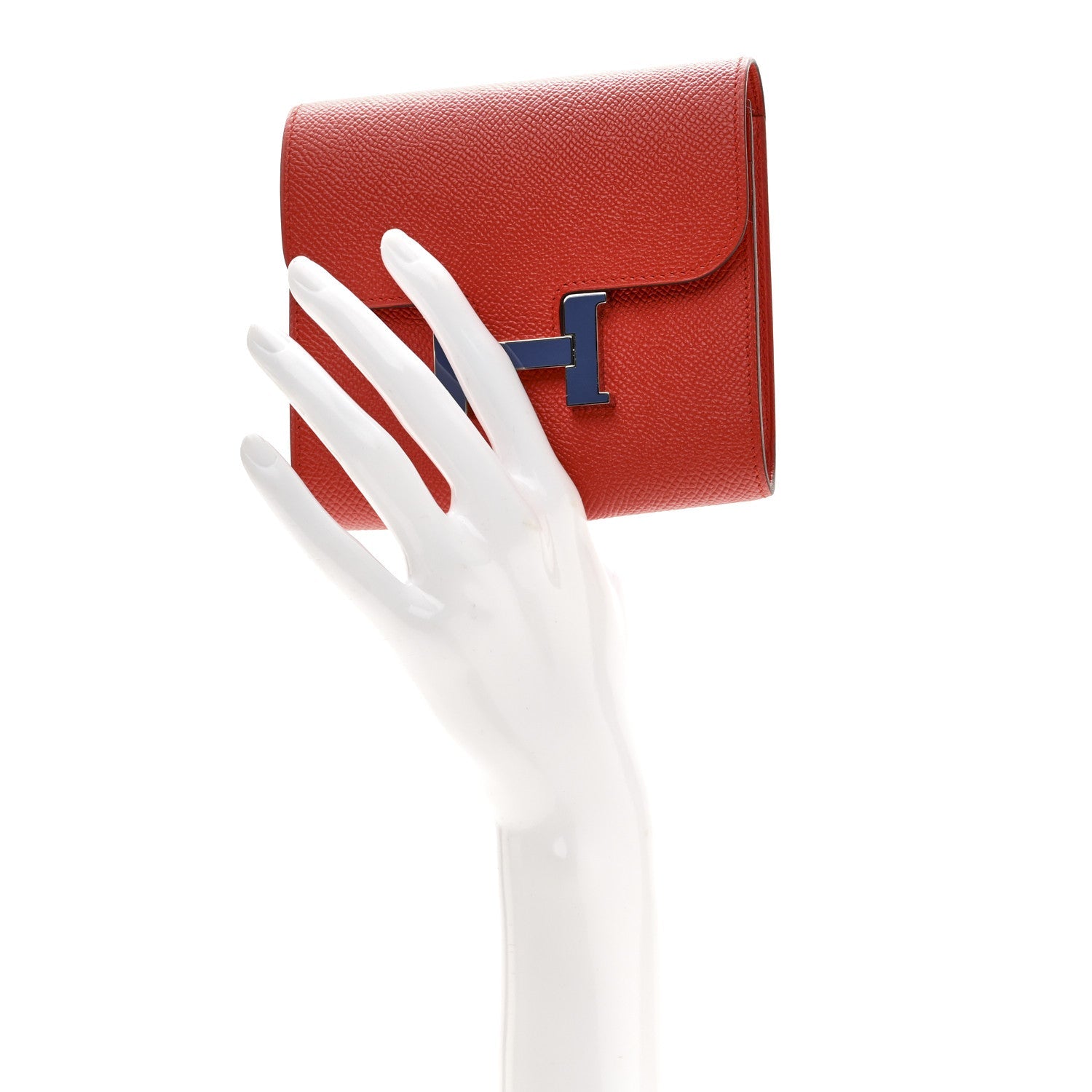 Epsom Enamel Constance Short Wallet Capucine Bleu Brighton