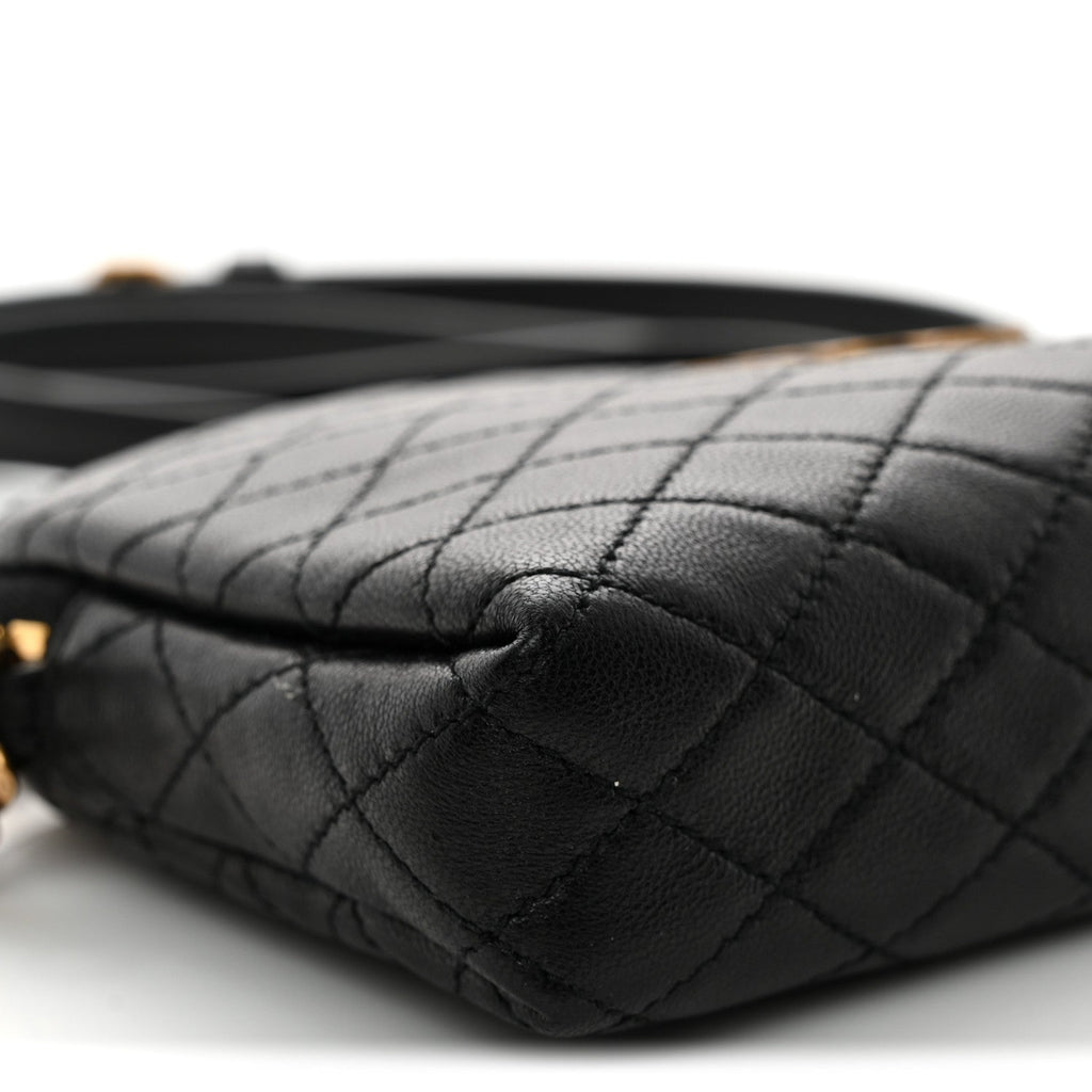 Lambskin Quilted Gaby Zipped Pouch Black