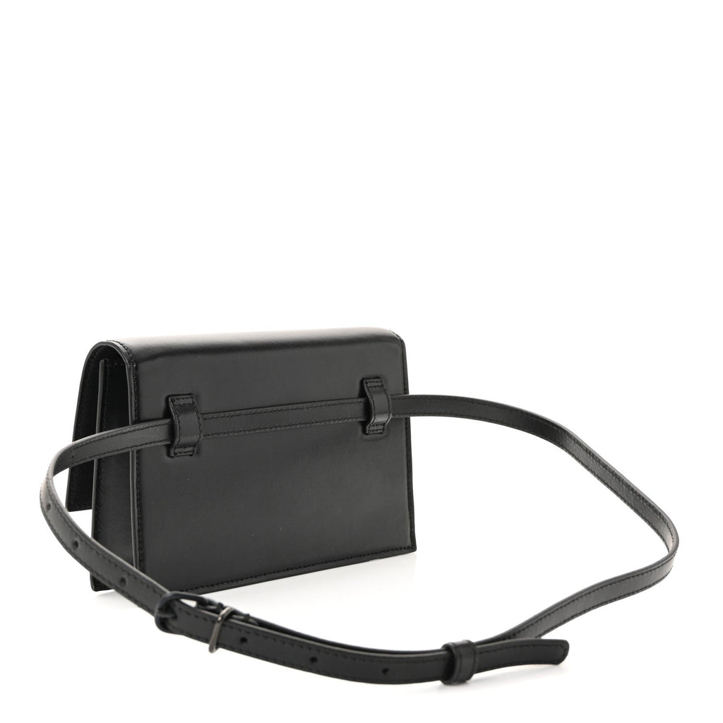Shiny Box Calfskin Monochrome XS Sharp Belt Bag Black