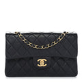 Lambskin Quilted Small Double Flap Navy