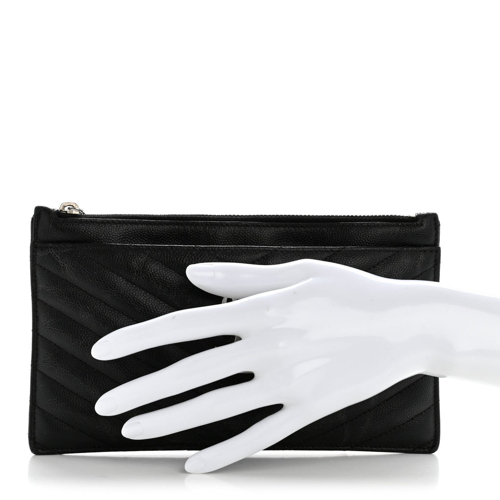 Grain De Poudre Chevron Monogram Bill Pouch Black