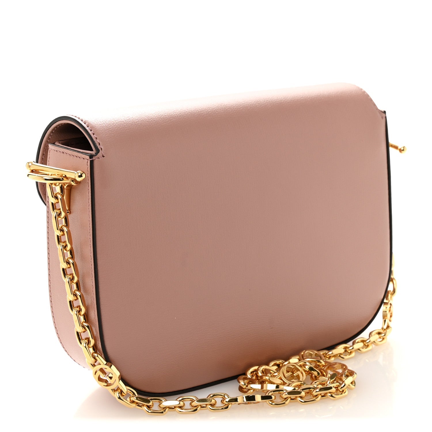 Azalea Calfskin Crystal GG Monogram Mini Horsebit 1955 Shoulder Bag Dusty Rose
