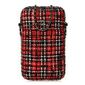 Tweed Chain Around Phone Holder Red Multicolor