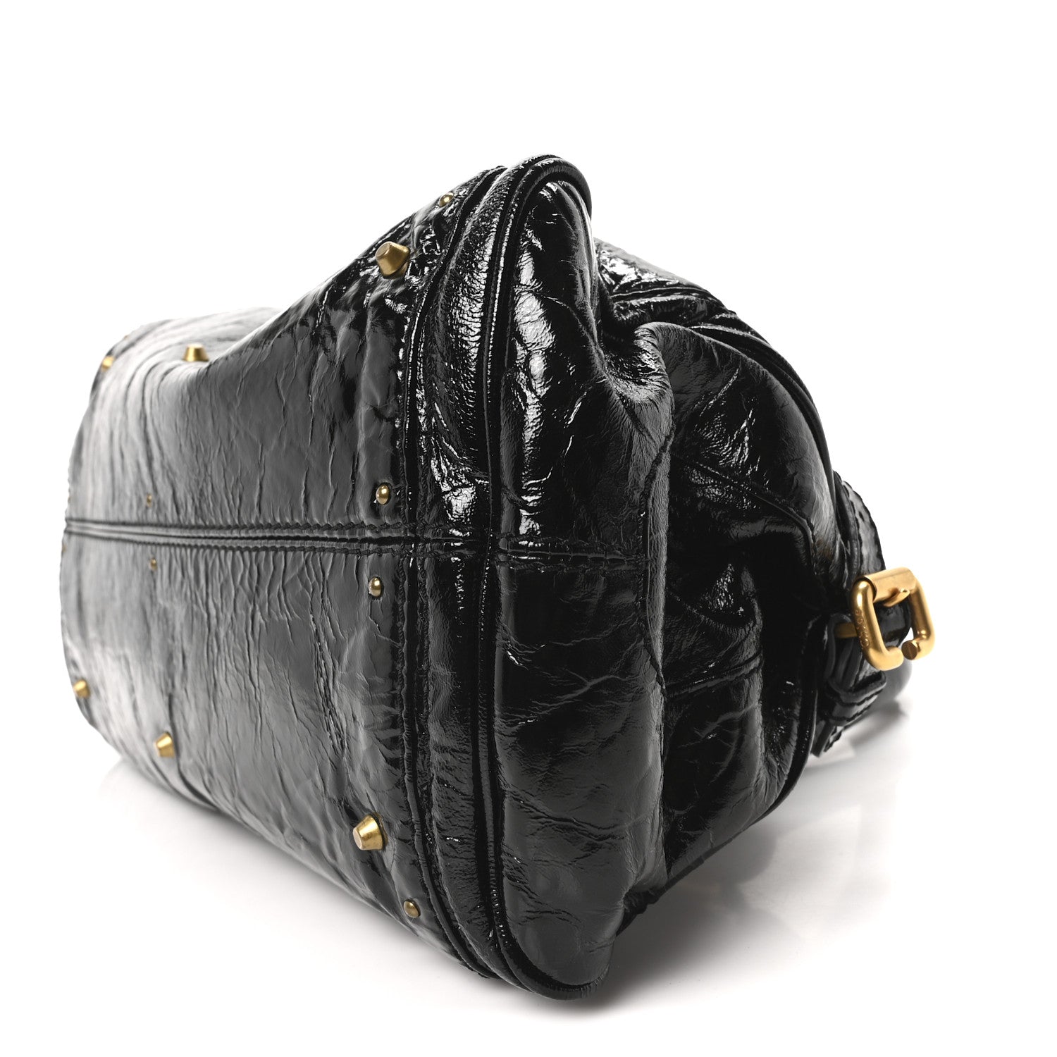 Crinkled Patent Medium Paddington Satchel Black