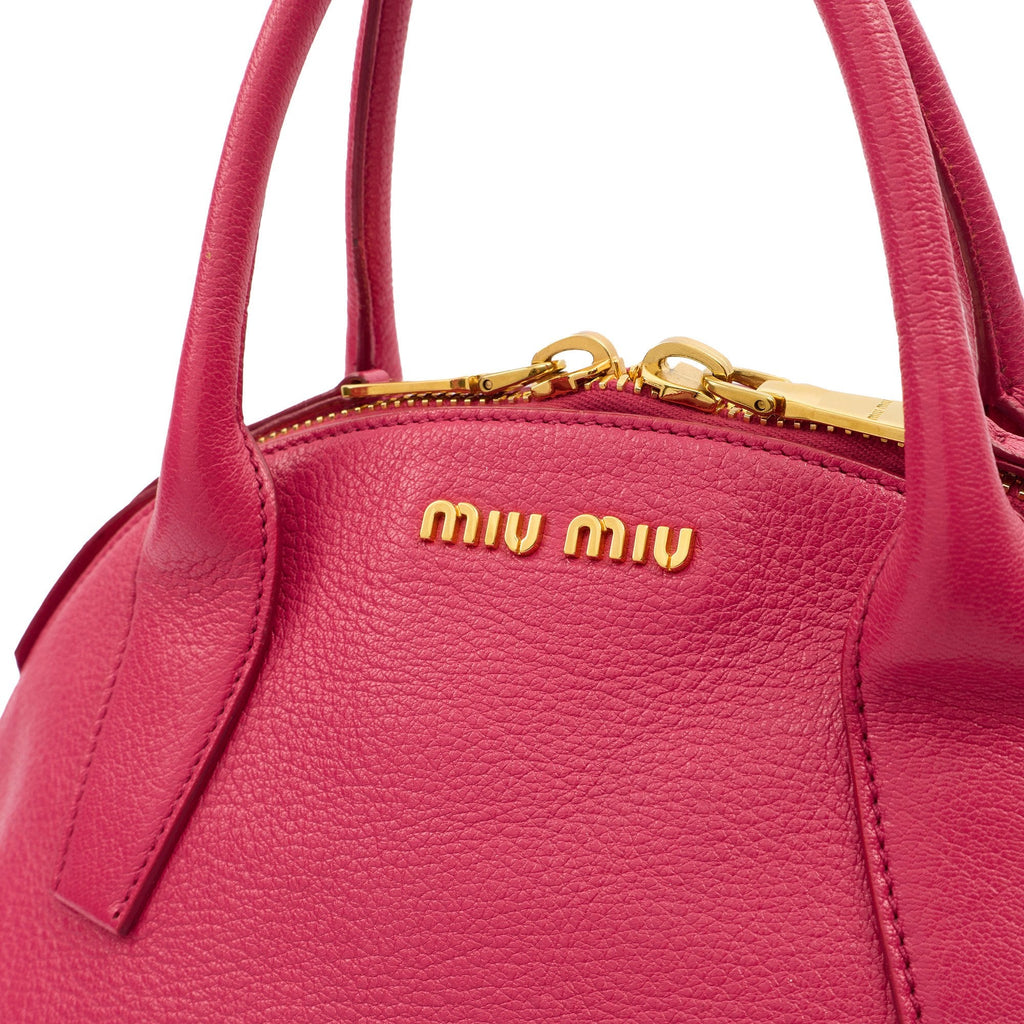 Miu Miu Shoulder Bag Bowling Bag - Small in Pink, Leather