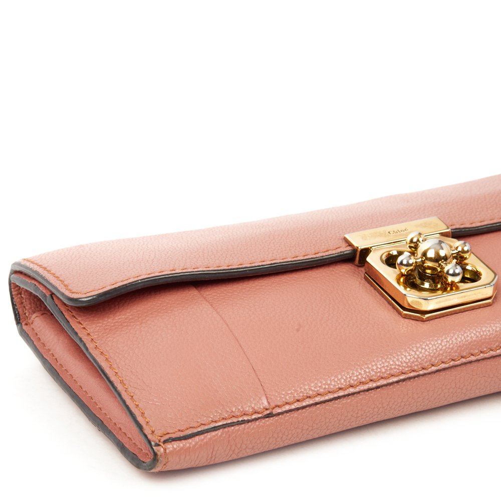 Chloe Purse Elsie Continental Flap Wallet in Nut, Calfskin Leather