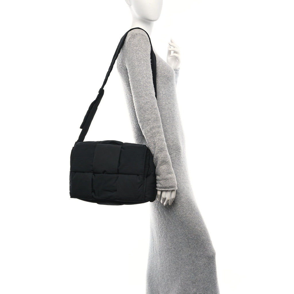 Nylon Intrecciato Padded Tech Maxi Cassette Bag Black