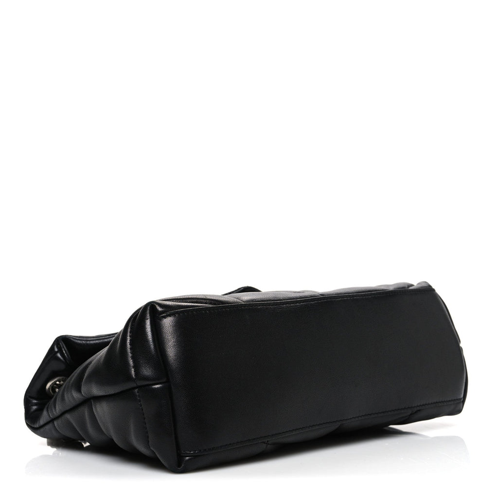 Lambskin Quilted Small Loulou Puffer Monogram Chain Satchel Black
