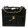 Patent Vertical Quilt Small Flap Black