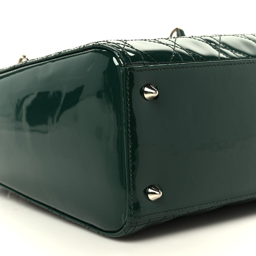 Patent Cannage Medium Lady Dior Pine Green