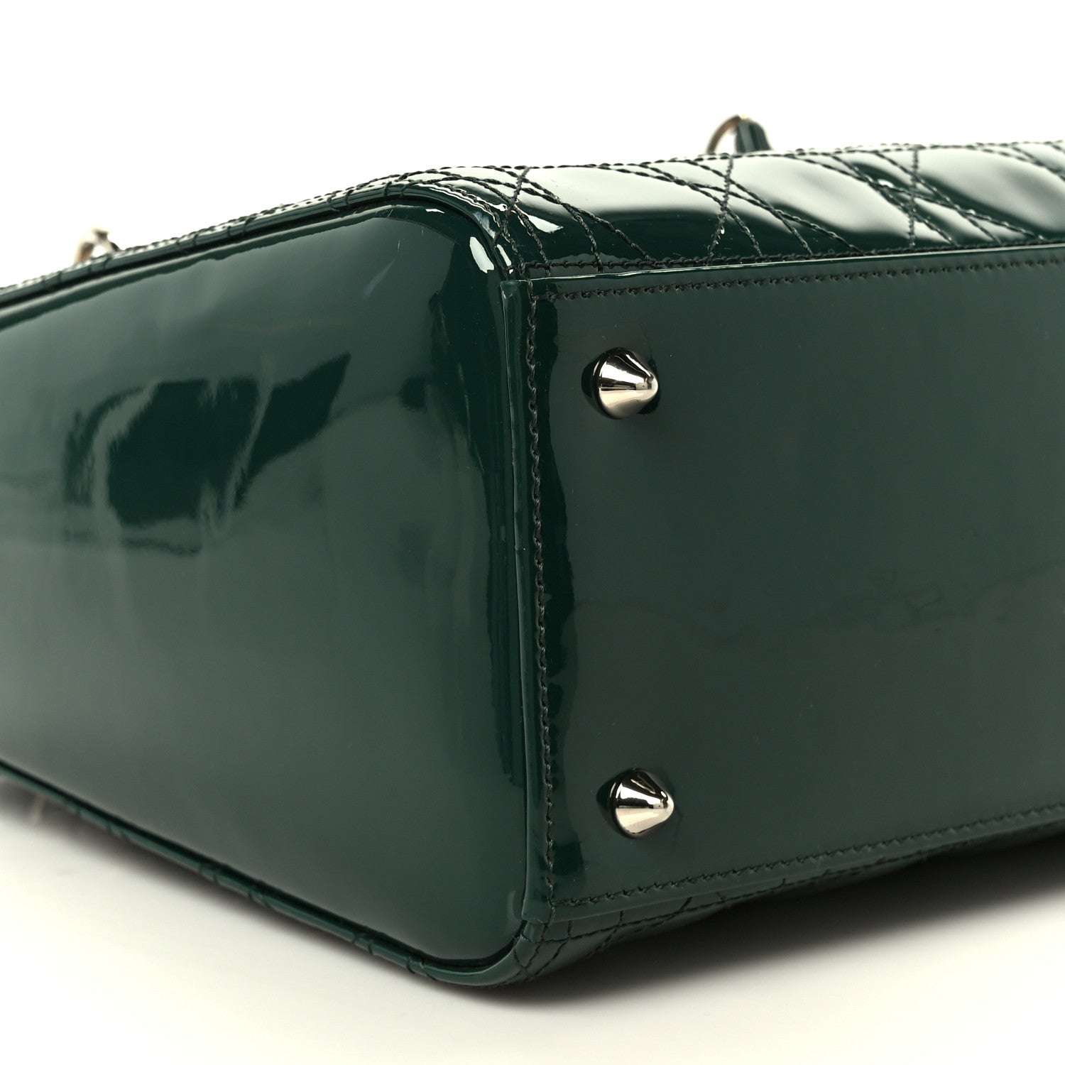Patent Cannage Medium Lady Dior Pine Green