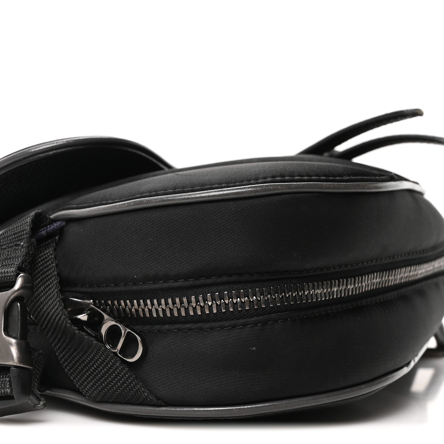 X Sacai Grained Calfskin Technical Fabric Mens Saddle Bag Black